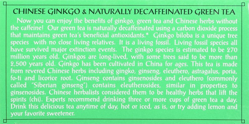 Triple Leaf Tea, Ginkgo Decaf Green Tea, 20 Tea Bags 1.27 OZ Pack of 6 gallery