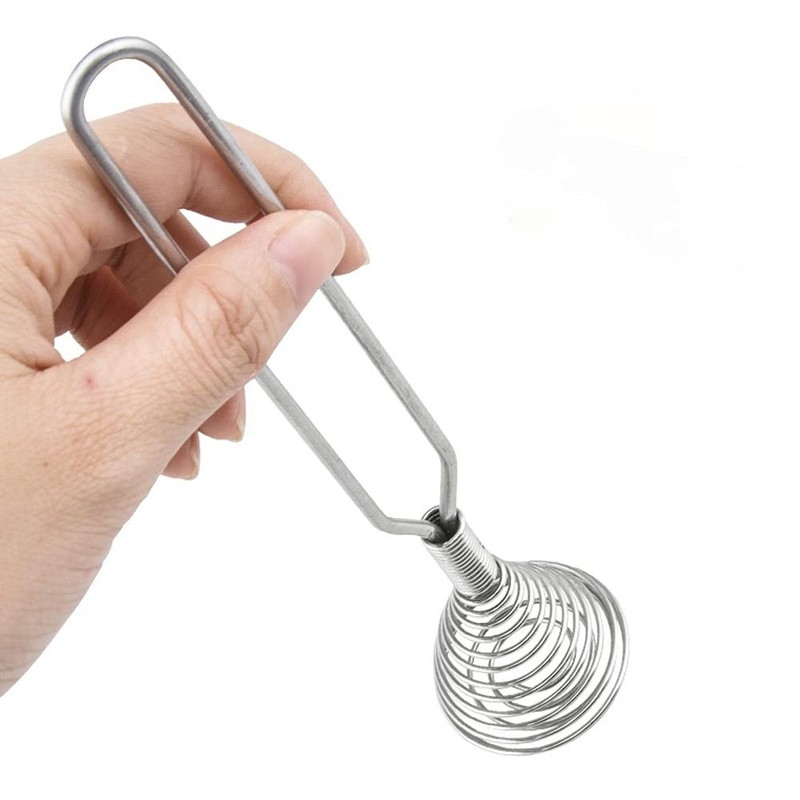 Stainless Steel Spring Coil Whisk Wire Whip Cream Egg Beater Gravy Silver
