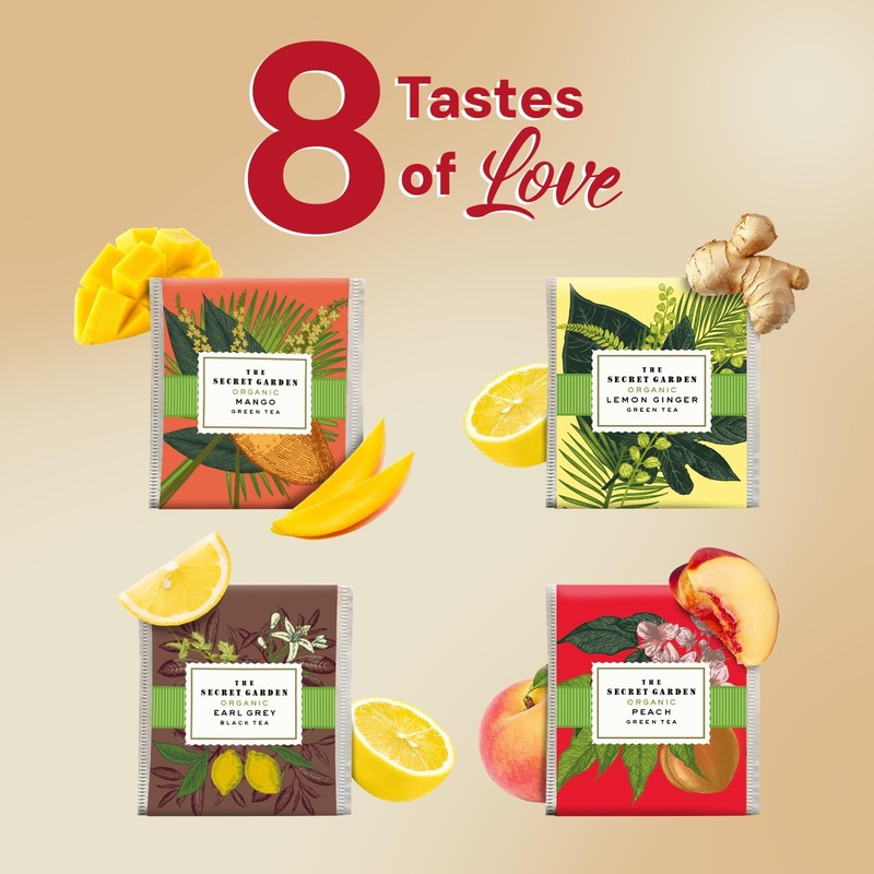 Organic Tea Bag Sampler Set - 80 Pack in Designer Tin for Gifting gallery