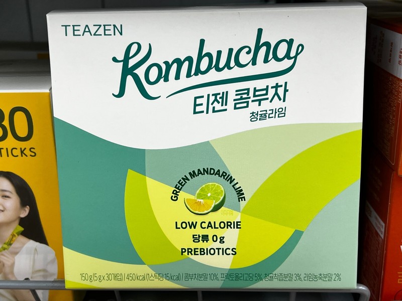 TEAZEN Kombucha Green Mandarin Lime 30 Sticks | Sugar-Free Prebiotic