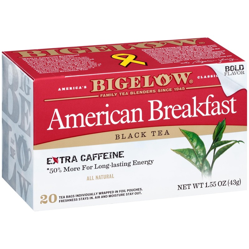 Bigelow Tea American Breakfast Black Tea Bags, 20 Count Box (Pack of 6) Caffeina