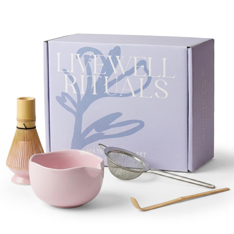 LIVEWELL RITUALS Matcha Whisk Set - Matcha Set Kit with Ceramic Matcha Bowl, ...