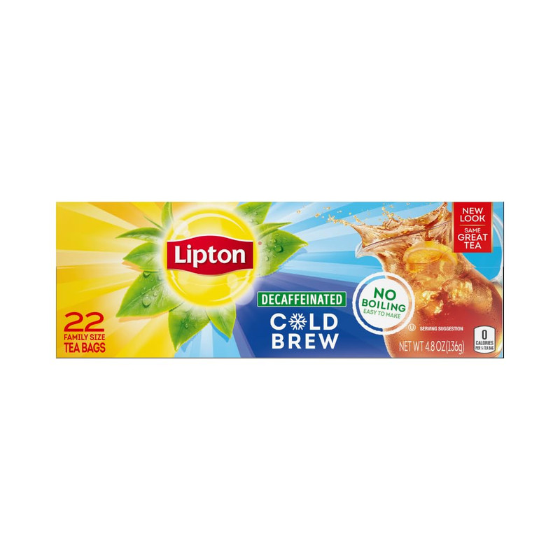 Lipton Decaf Cold Brew Iced Tea Bags, Family Size Zero Calories, Easy-To-Make wi