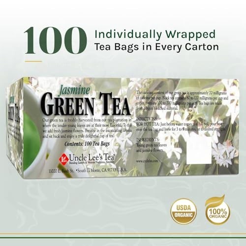 Jasmine Green Tea Individually Wrapped Bags Antioxidant-Rich 100 Count 2-Pack gallery