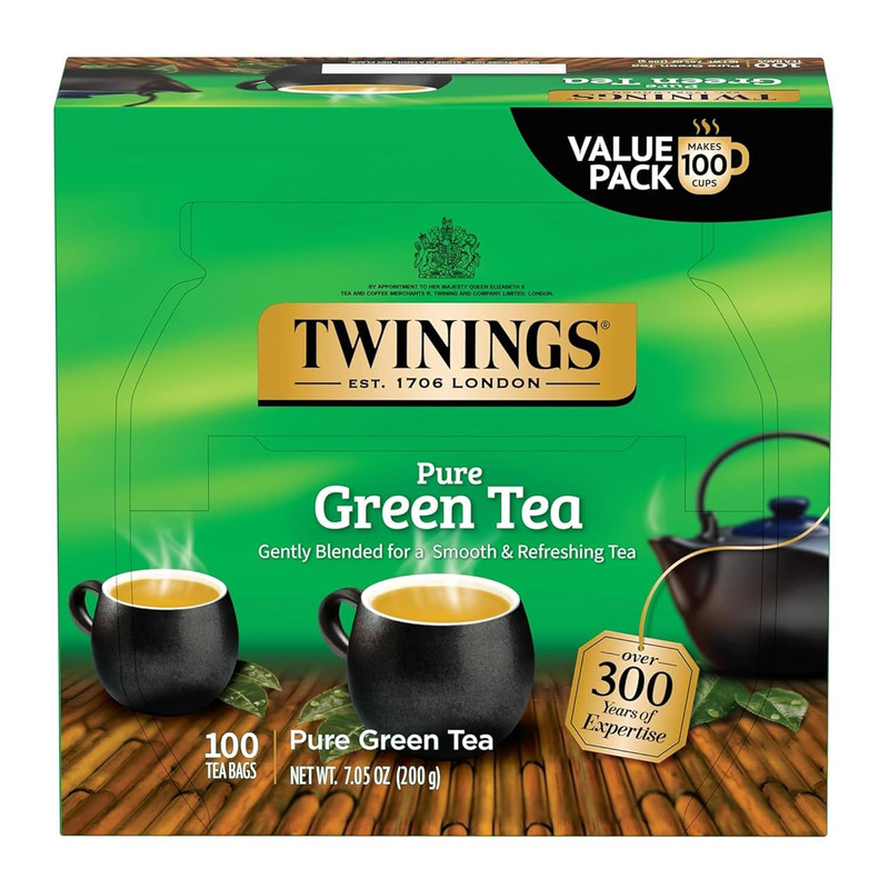 Pure Green Tea Individually Wrapped Bags, 100 Count (Pack of 1), Smooth & Refres gallery