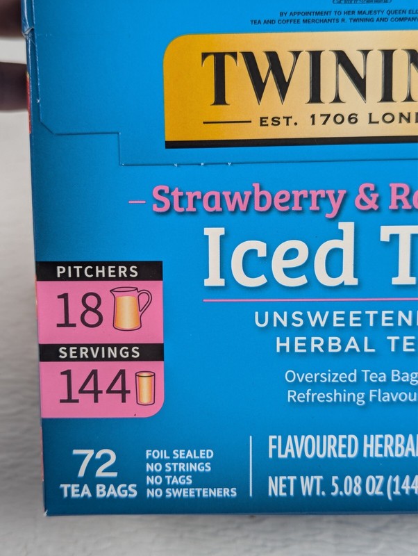 Twinings - Strawberry & Raspberry - Iced Tea Bags - 72 ct - 2 Packs - exp: 01/27 gallery