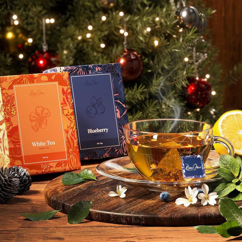 Tea Gift Set Sampler Variety Pack 32 Tea Bags 8 Flavors Holiday Gift Box Organic gallery