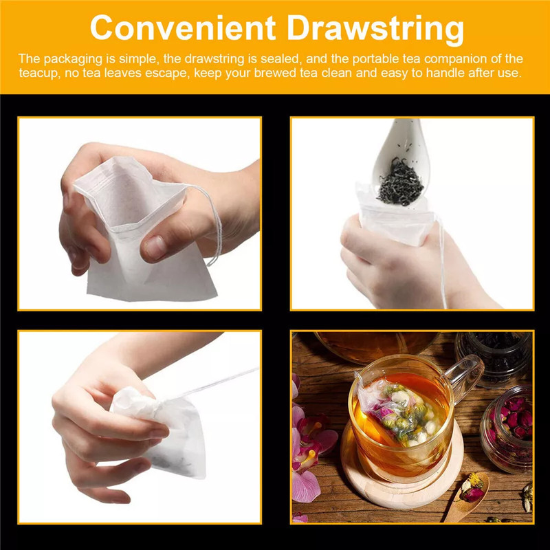 400Pcs Disposable Filter Drawstring Flip Empty Teabag Herb Loose Tea Bag New USA gallery