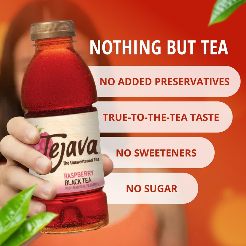 Tejava Unsweetened Raspberry Black Iced Tea, 16.9oz PET Bottles, Award Winnin... gallery