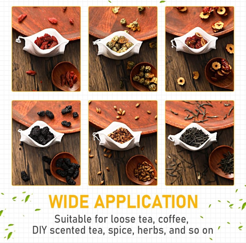 Disposable Tea Bags Bulk 1000 pcs Drawstring Filter Sachets for Loose Tea gallery