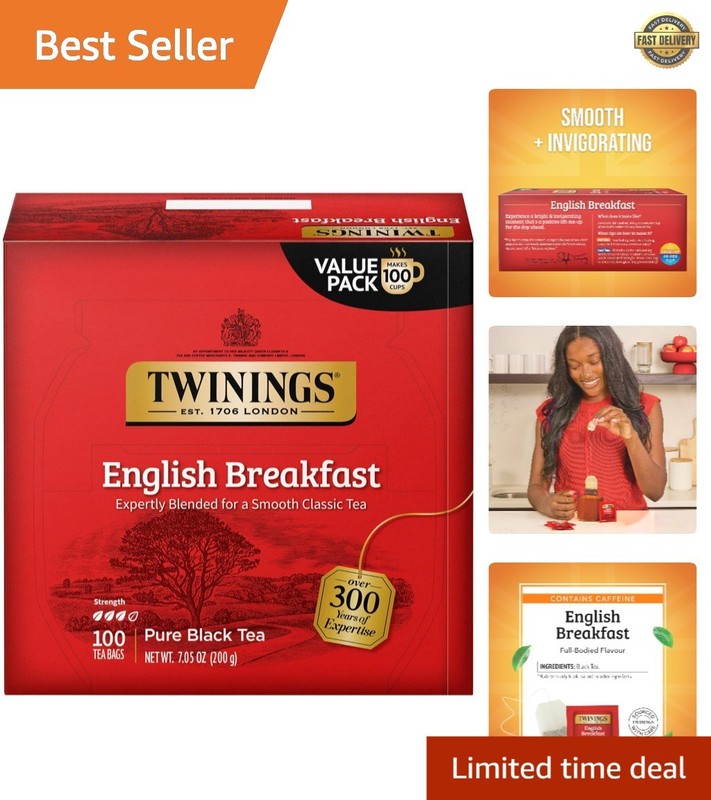 Individually Wrapped 100 Count English Breakfast Tea Bags – Hot or Iced Delight