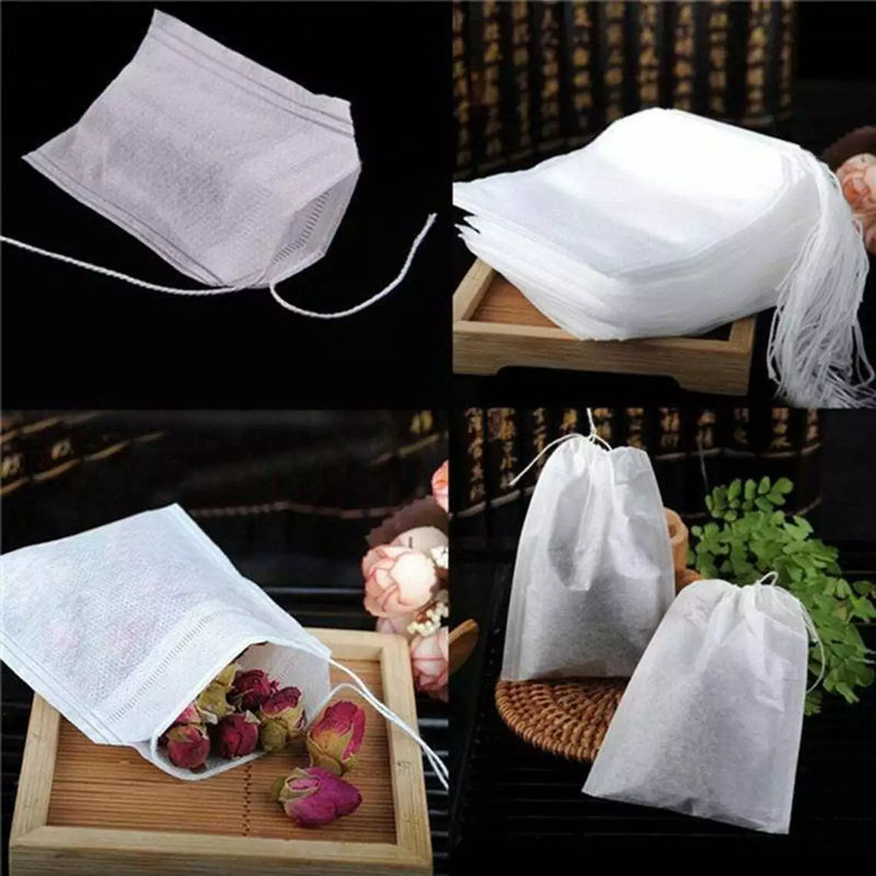 100/200PCS Disposable Empty Tea Bag Drawstring Seal Teabags Herb Tea Filters gallery