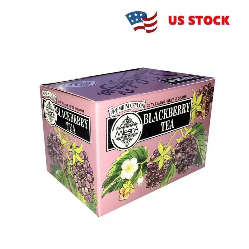 Mlesna Blackberry Flavored Pure Ceylon Tea 25 Bags 50g (1.76oz)