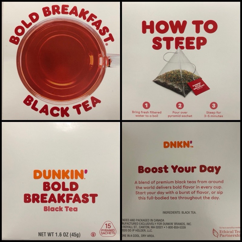Dunkin Bold Breakfast Black Tea Pyramid Sachet Total 30 Tea Bags. NW 1.6 OZ gallery