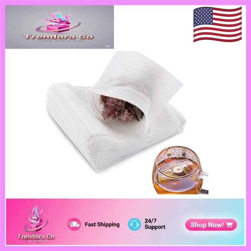 400pcs Disposable Drawstring Tea Filter Bags for Effortless Brewing 3.54×2.75