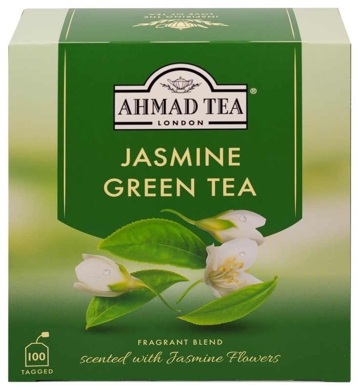 Delicious Jasmine Green Tea, 100 Tagged Teabags – Ideal for Hot or Iced Drinking