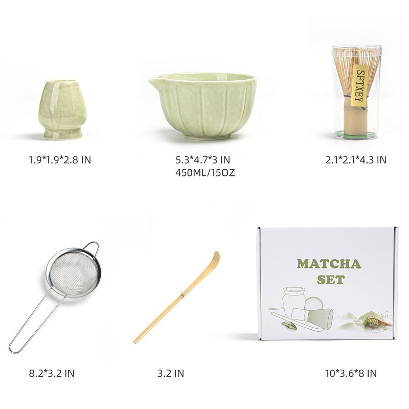 Matcha Whisk Set, Matcha Set Includes Ceramic Matcha Bowl, Bamboo Whisk, Scoo... gallery