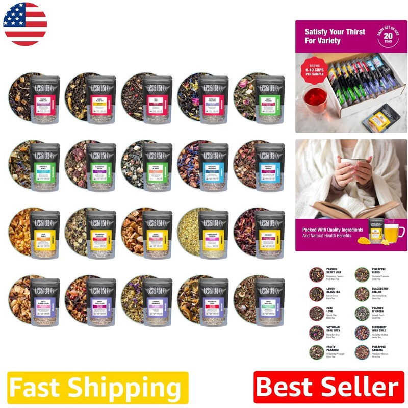 Discovery Tea Sampler: 20 Loose Leaf Flavors, High-No Caffeine, 200 Cups