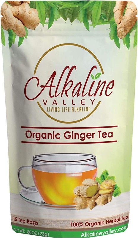 Ginger Tea Organic – 100% Alkaline – 15 Unbleached/Chemical-Free Ginger Tea Bags
