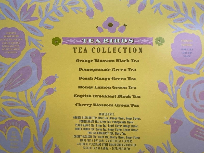 Tea Birds Tin Tea Assorted Orange, Cherry, Pomegranate, English & More Gift Box gallery
