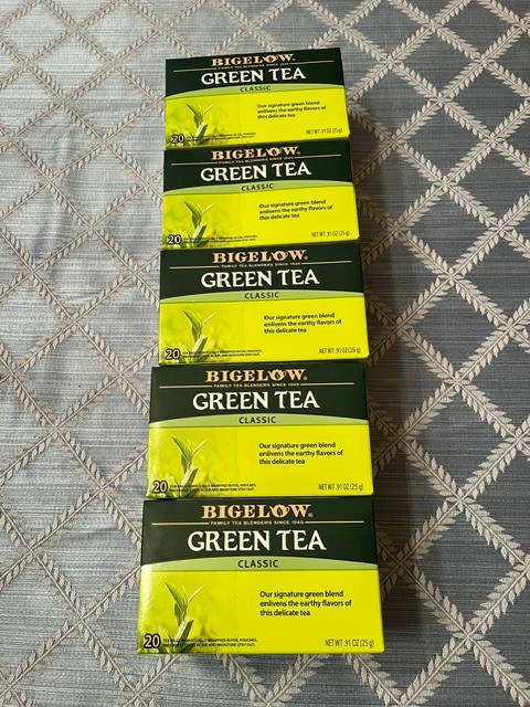 Bigelow Tea Classic Green Tea, Caffeinated Tea, 20 Count Box (Pack of 5), 100 To