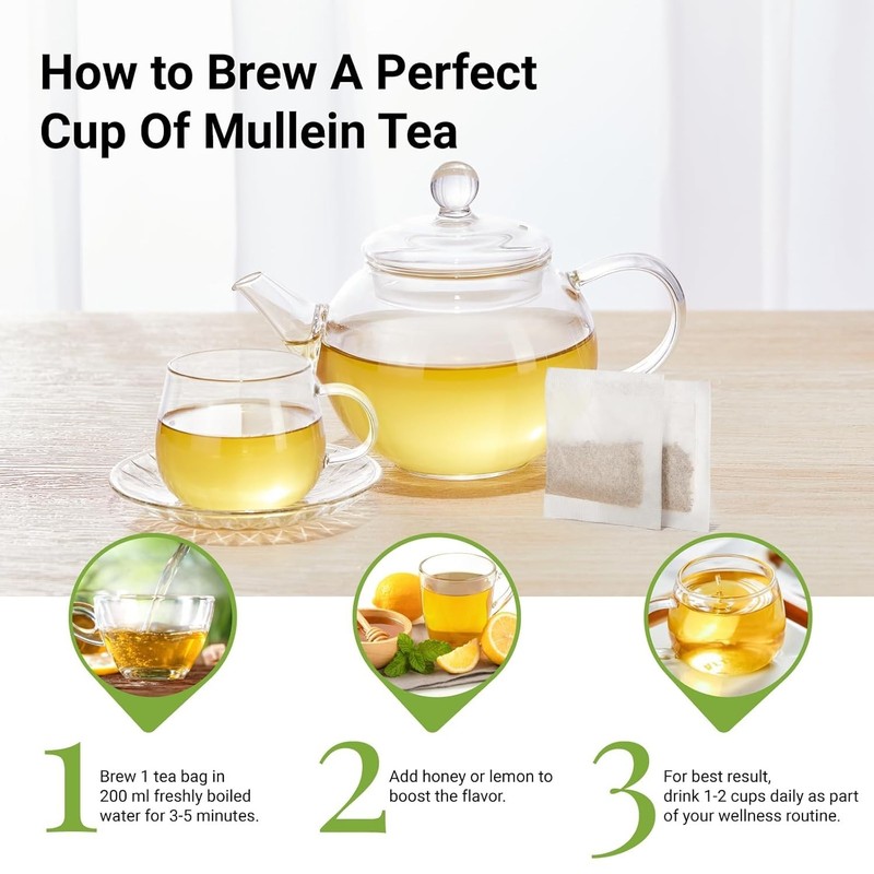 40 Mullein Tea Bags For Lungs - 100% Pure Mullein Leaf | For Lung Health & Re... gallery