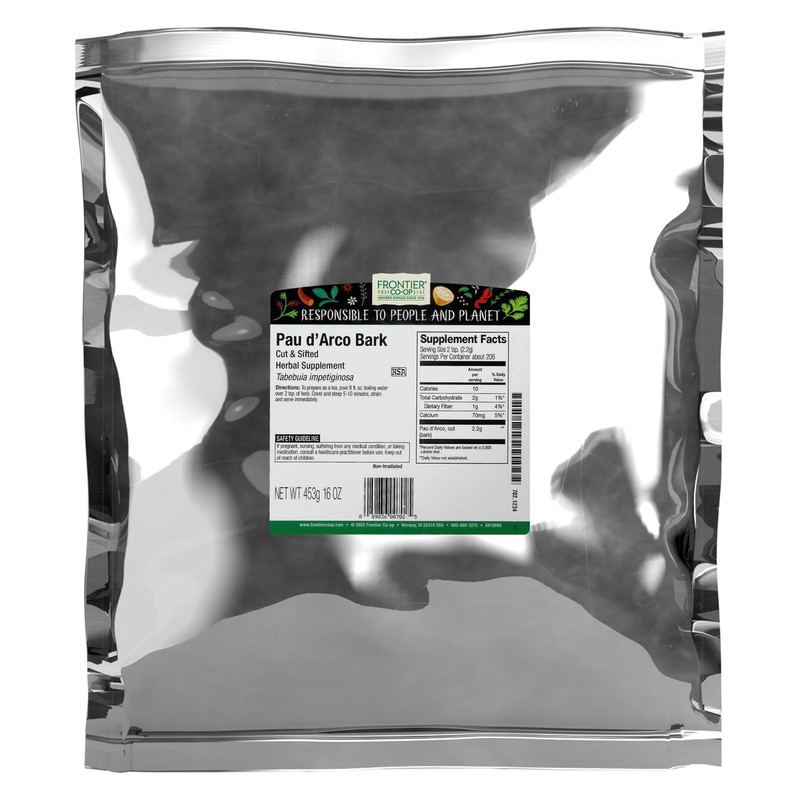 Frontier Co-op Pau d’Arco Bark, Cut & Sifted, 16 Ounce (Pack of 1), No Color