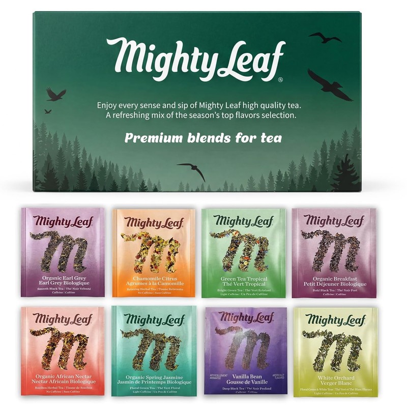 Mighty Leaf Tea Sampler Assorted Flavors Tropical Green 40 Count Tea Pouche…