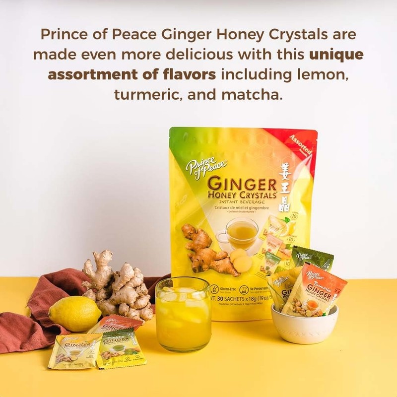 Assorted Ginger Tea Instant Ginger Honey Crystals, 30 Sachets -Prince of Peace gallery