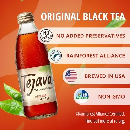 Tejava Unsweetened Black Iced Tea, 24 Pack 12oz Bottles, No Sugar. gallery