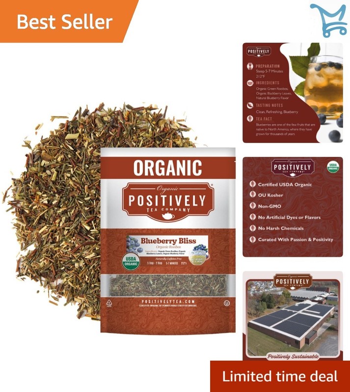Loose Leaf Blueberry Bliss Rooibos Tea 1lb Organic Caffeine-Free Antioxidants