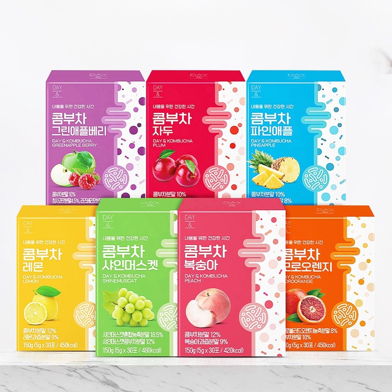 DAY& Kombucha 7 Fruit Flavors Tea Simple Light Tea 5g x 30T Korean Healthy Tea