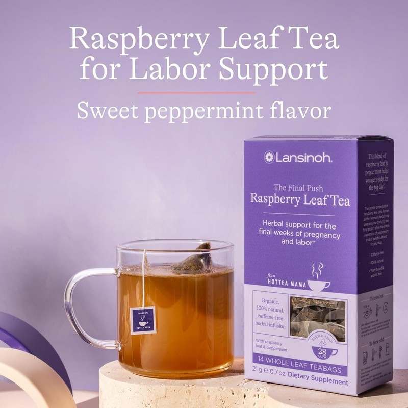 Lansinoh Herbal Tea Raspberry Peppermint 14 Bags Caffeine Free Lactation Support