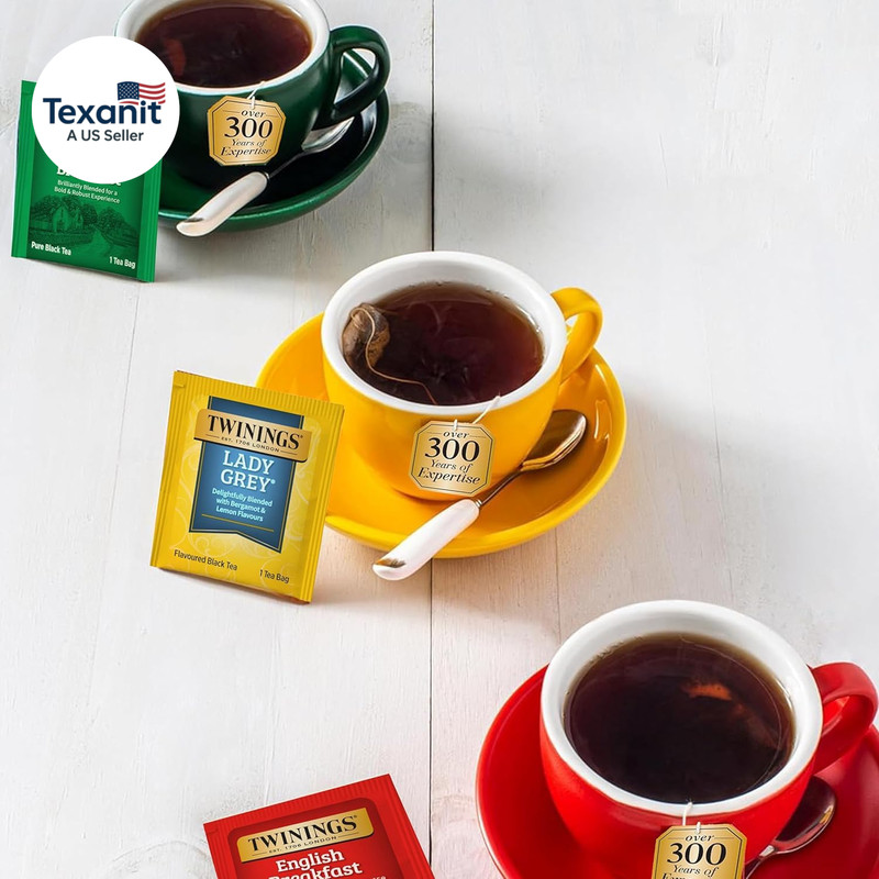Tea Bag Sampler Variety with Walnut Wooden Organizer (60 Count) 40 Different Fla gallery