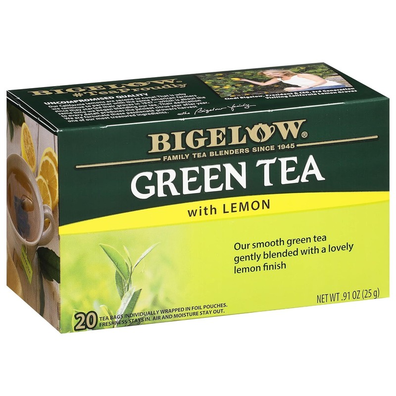 Bigelow Green Tea with Lemon Tea Bags 20-Count Boxes (Pack of 6), 120 Tea Bags