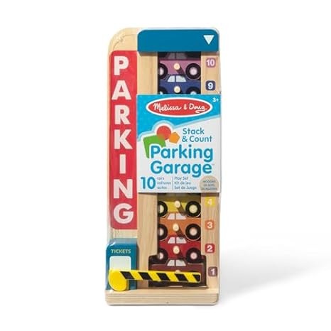 Melissa & Doug Wooden Parking Garage Toy with 10 Cars ? Stack & Count Fun gallery