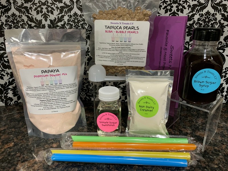Premium Assorted Powder Boba Bubble Tea Tapioca Pearls Brown Sugar Syrup DIY KIT gallery