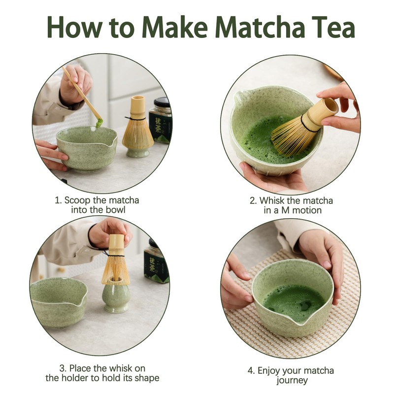 Matcha Set, Japanese Tea Set Includes Matcha Bowl with Spout, Matcha Whisk Ho... gallery