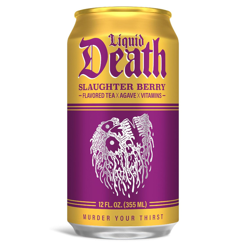 Liquid Death Slaughter Berry Iced Tea – Raspberry Black Tea, 12oz Cans, 12 Pack gallery