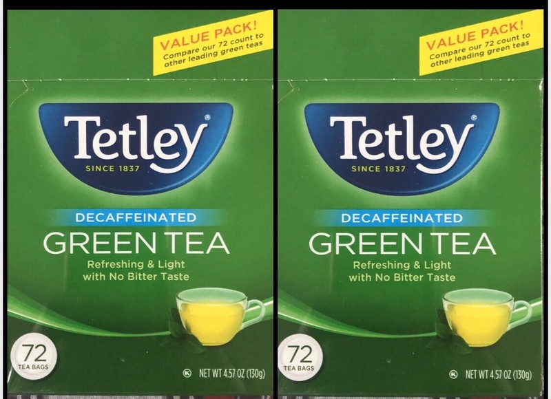 2 Box Tetley Green Tea Decaffeinated 144 Tea Bags NTW 130g EA NO Bitter Taste gallery
