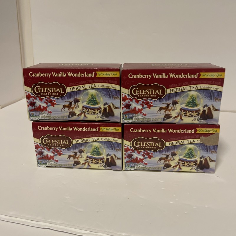 Celestial Seasonings Tea, Cranberry Vanilla Wonderland, 4 Boxes