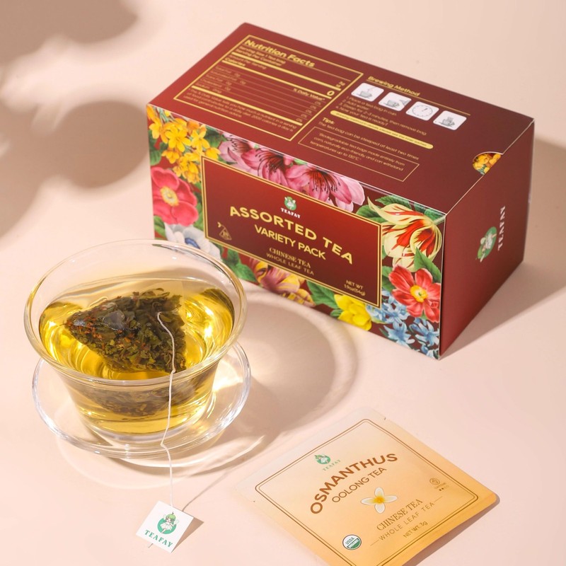 Assorted Tea Sampler – 9 Flavors, 18 Individually Wrapped Pyramid Tea Bags, 1... gallery