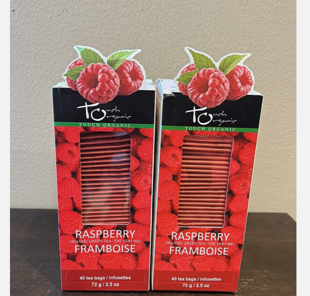 4 Touch Organic Raspberry Green Tea Bags, 40 Bags Each 2.5 oz Exp 04/27