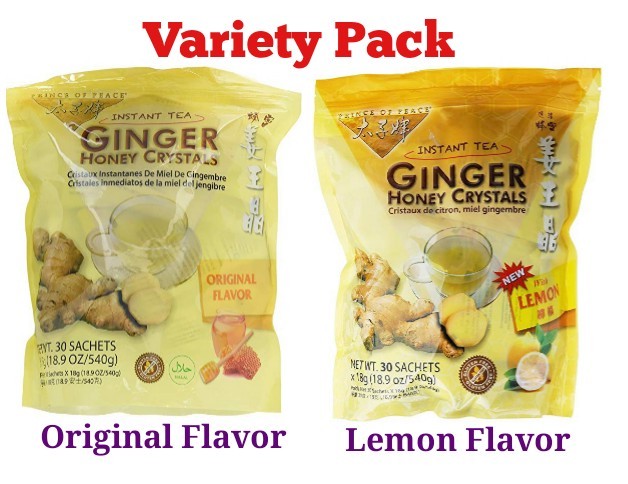 2 pkg Ginger Honey Crystals Instant Tea by Prince of Peace 1 Original / 1 Lemon