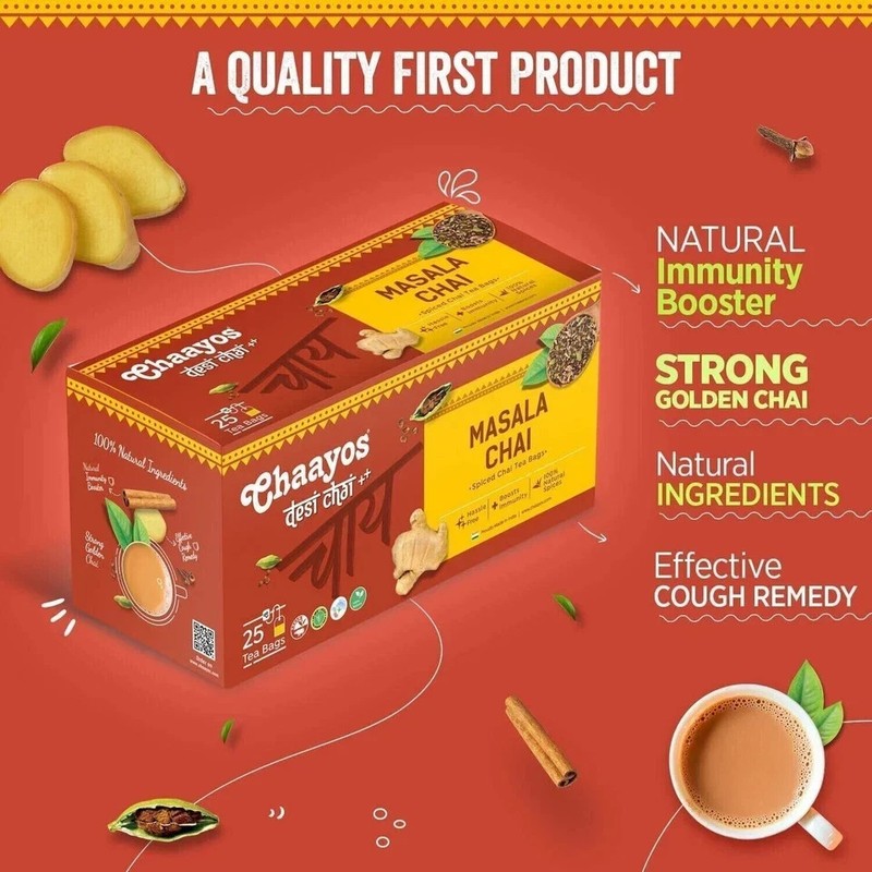 Chaayos, Masala Chai Tea, 25 Tea Bags, 50G Free Shipping World Wide