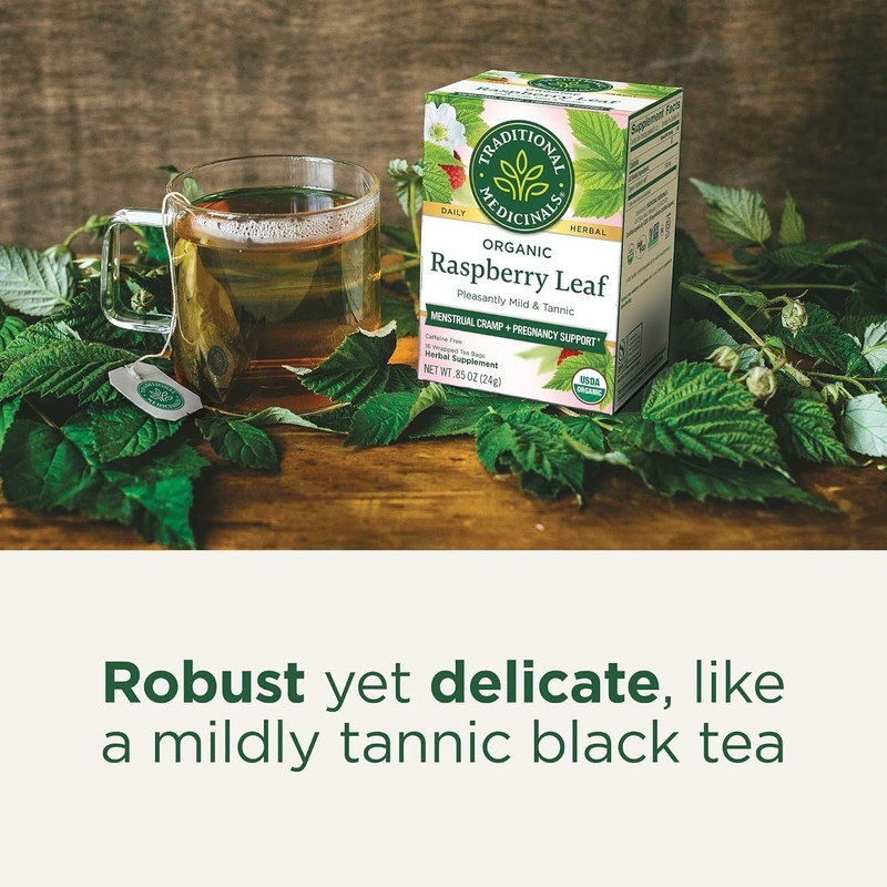 Organic Raspberry Leaf Herbal Tea for Menstrual Relief – 16 Caffeine-Free Bags gallery