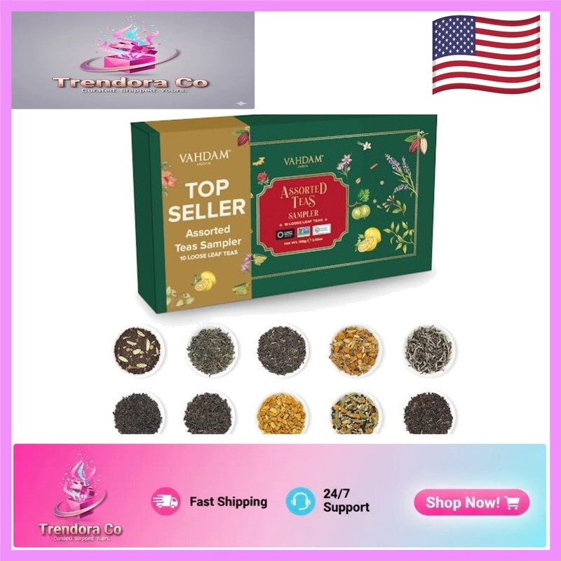 Exclusive Loose Leaf Tea Variety Pack – 10 Teas, Brew Hot & Cold for 50+ Cups