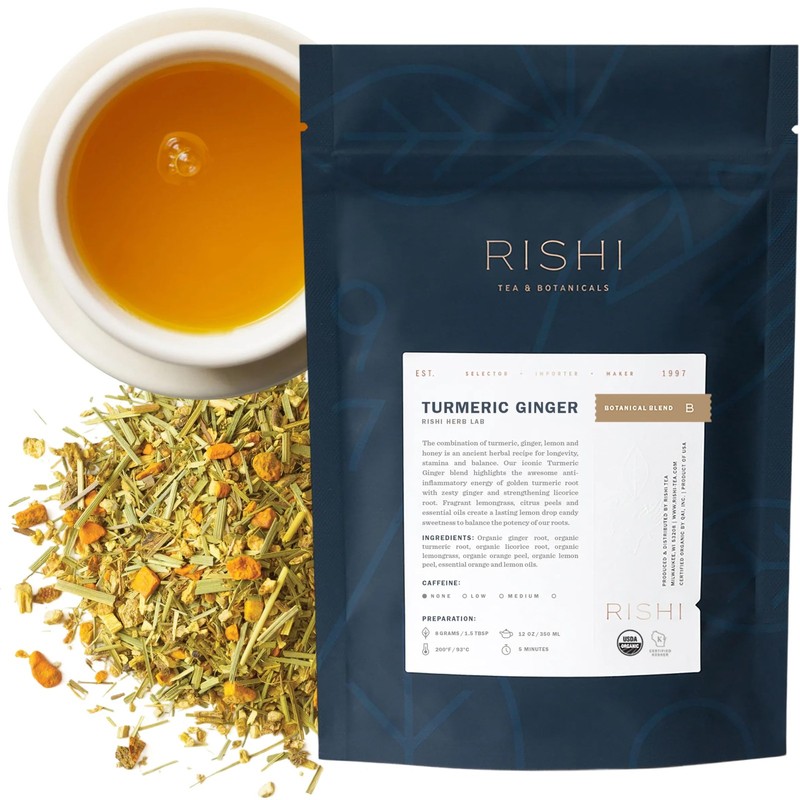 Turmeric Ginger Herbal Tea – Organic Loose Leaf, Caffeine Free Blend with Spi…