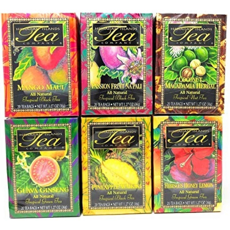 Tropical Tea Assortment, 6 All-Natural Flavors, 120 Tea Bags Blended and Packed