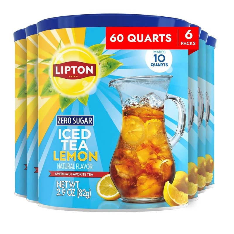 Lipton Zero Sugar Iced Tea Mix, Lemon Flavor Black Iced Tea, Makes 10 Quarts …